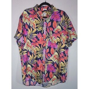 J.Crew Linen Hawaiian Shirt LT Tropical Print Short Sleeve Button Up